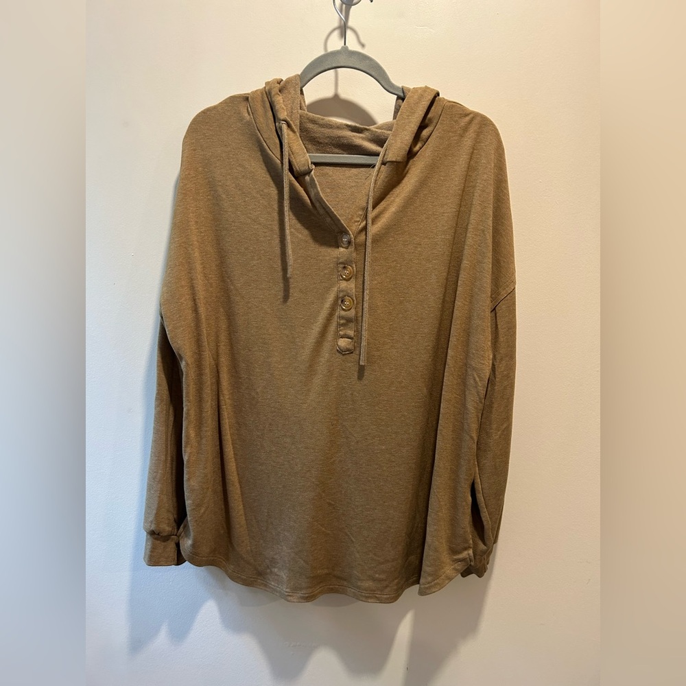 Cozy Tan Button-Up Hoodie